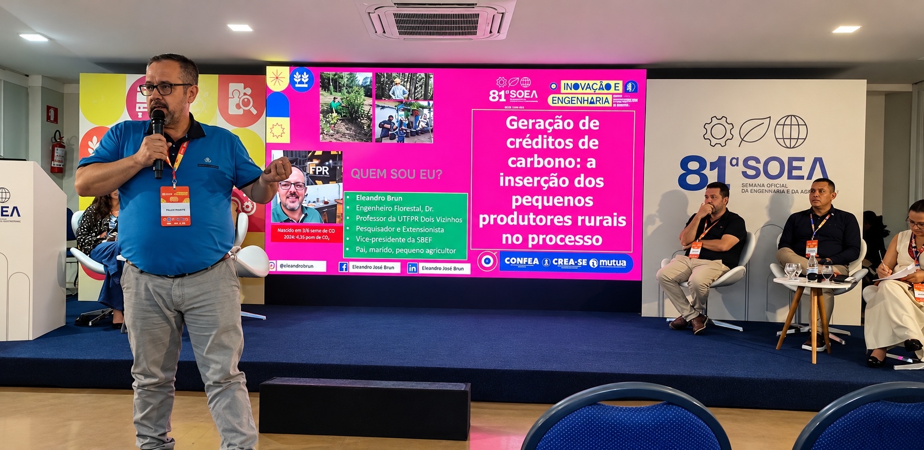 Eleandro Jos&eacute; Brun: Professor da UTFPR e vice-presidente da SBEF, apresentou um projeto que conecta agricultura familiar, conserva&ccedil;&atilde;o ambiental e gera&ccedil;&atilde;o de renda por meio dos mercados de carbono.